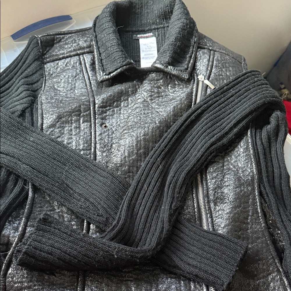 Black Sweater with Ribbed Sleeves